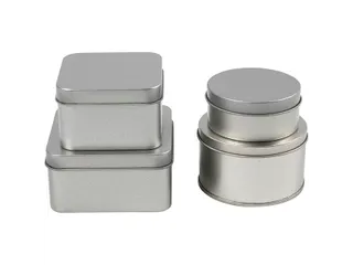 Blikjes Creativ Company cirkel en vierkant set à 4 stuks zilver - 2