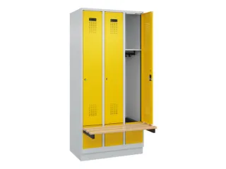 locker met bank,HxBxD 1950x900x815mm,3vak,vak B 300mm,cilinderslot - 1
