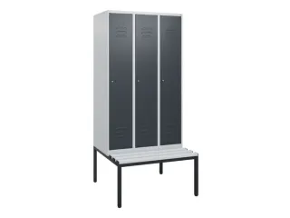 locker met bank,HxBxD 1950x900x815mm,3vak,vak B 300mm,cil.-slot - 1