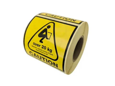 DHL Waarschuwingsetiket Tillen 20KG 75x75mm Rol 500 Stuks