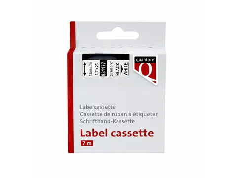 Labeltape Quantore 45013 12mmx7m zwart op wit D1