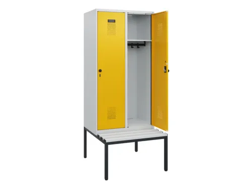 locker met bank,HxBxD 1950x800x815mm,2vak,vak B 400mm,draaigrendel