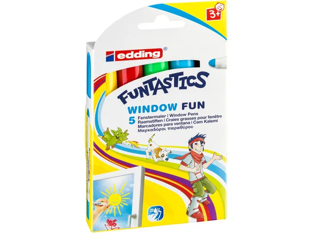 Krijtstift edding 16-5 Funtastics window fun assorti doos à 5 stuks