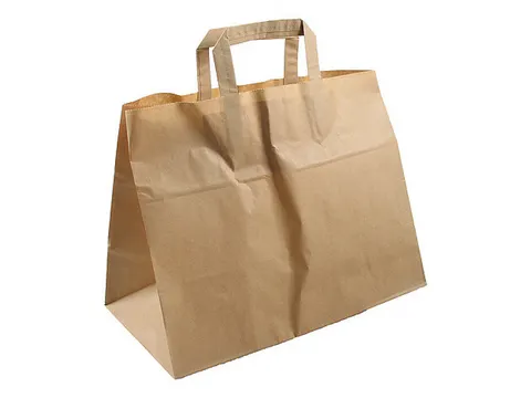 Draagtas papier bruin 32/17x26cm (250 stuks)