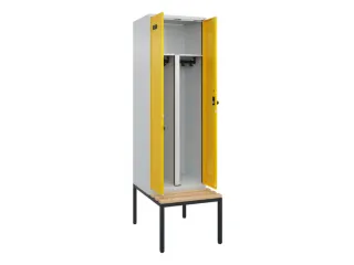 PBM-locker met bank,HxBxD 2120x600x815mm,2vak,vak B 300mm,draaigrendel - 1