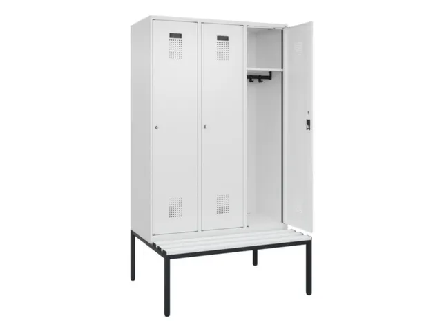 locker met bank,HxBxD 2120x1200x815mm,3vak,vak B 400mm,cilinderslot