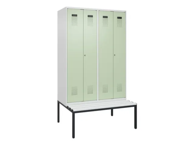 locker met bank,voor scheiding van kleding,HxBxD 2120x1200x815mm,4vak