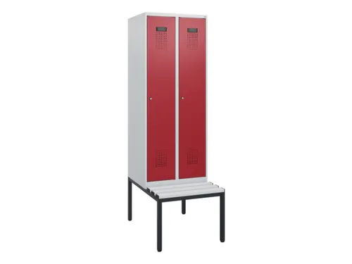 locker met bank,HxBxD 1950x600x815mm,2vak,vak B 300mm,cilinderslot