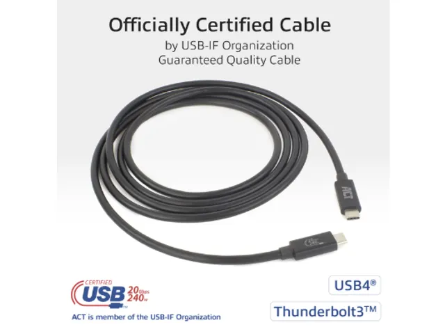 Kabel ACT USB-C 4.0 20Gbps Thunderbolt 3 2m