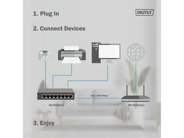 8-poorts Gigabit Switch, desktop, onbeheerd, metalen behuizing