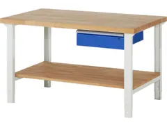 établi HxlxP 790-1140x1500x900mm plateau hêtre force 750kg 4 pieds