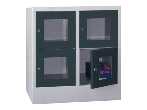 lockerkast,HxBxD 855x800x500mm,2x2vakken,RAL7035,front RAL7016