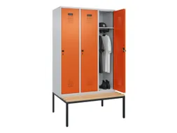 locker met bank,HxBxD 2120x1200x815mm,3vak,vak B 400mm,draaigrendel