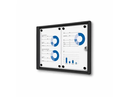 Vitrinekast Mededelingenbord Indoor Economy 2xA4 Zwart