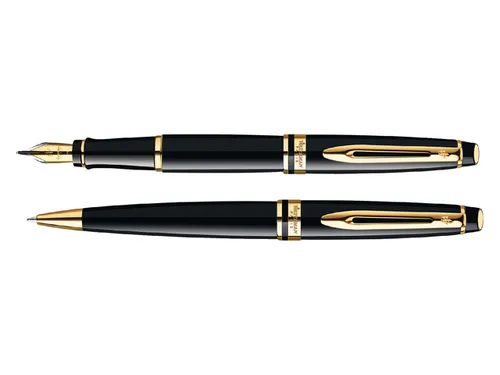 Vulpen Waterman Expert Black lacquer GT Medium Blauwe inkt