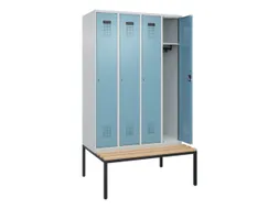 locker met bank,HxBxD 2120x1200x815mm,4vak,vak B 300mm,cilinderslot