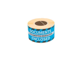 Gevaaretiket 46x125mm rol 250 stuks Documents enclosed EN/NL blauw - 1