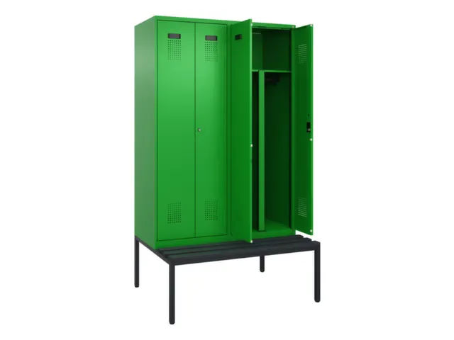 PBM-locker met bank,HxBxD 2120x1200x815mm,4vak,vak B 300mm
