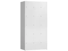 Lockerkast 1800x870x500mm 3x5 vakken cilinderslot, sokkel, RAL9003