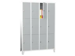 lockerkast,HxBxD 1850x1200x500mm,4x3vakken,RAL7035,front RAL5012
