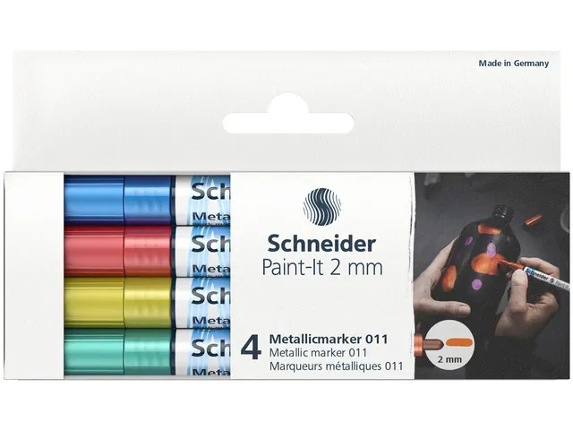 Metallic marker Schneider Paint-It 011 2mm etui 4st. (metallic blauw,