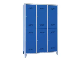 dubbeldekse locker,HxBxD 1850x1200x500mm,3x2vak.,RAL7035,front RAL5010 - 2