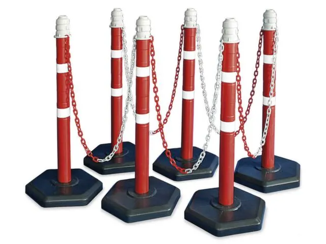 set kettingstaanders,6staanders,10m ketting,paal HxØ 1000x70mm