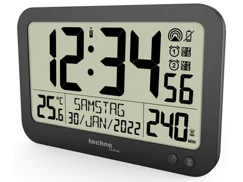 Digitale wandklok Technoline WS 8026 223x148x17mm zwart met afstandsbe