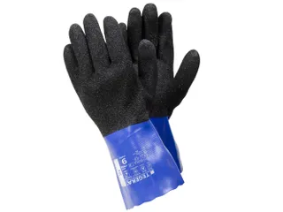 Tegera 12930 PVC handschoenen, blauw/zwart, maat 10, per 12 paar - 1