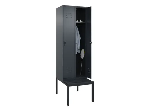 locker met bank,HxBxD 2120x600x815mm,2vak,vak B 300mm,draaigrendel
