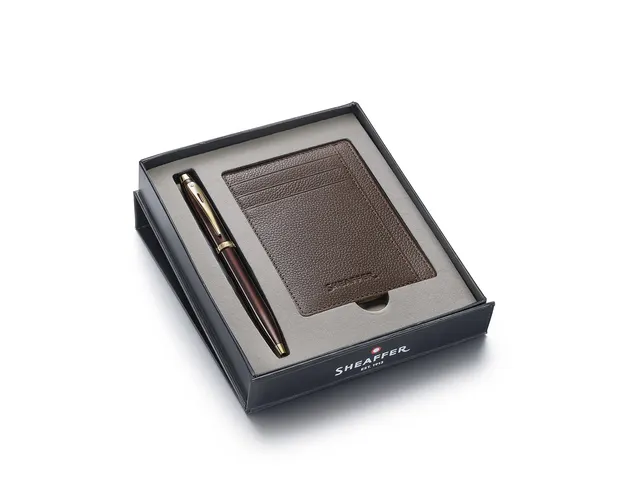 Set cadeau Stylo à bille Sheaffer 100 9370 brun brillant ton or avec