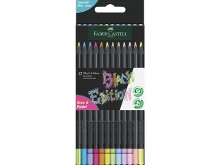 Kleurpotlood Black Edition 12 stuks neon+pastel in kartonnen etui - 1