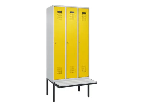 locker met bank,voor scheiding van kleding,HxBxD 2120x900x815mm,3vak