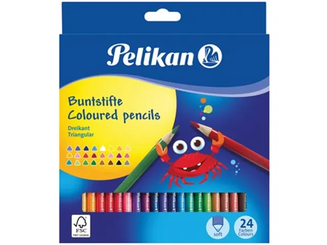 Kleurpotlood Driehoekig, Etui à 24 Stuks Assorti