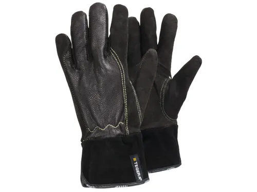 Tegera 32 hittebestendige lederen handschoenen, bruin/zwart, maat 9, p