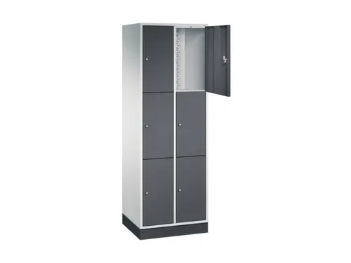 lockerkast,RAL 7035/RAL 7021,HxBxD 1950x620x500mm,2x3vakken,cil.-slot