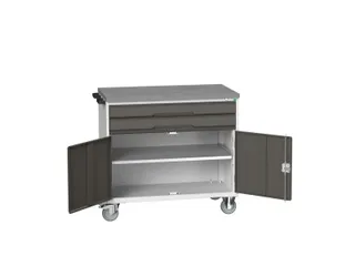 gereedschapswagen 980x800x600mm linoleum 2 laden+kast, RAL7035+RAL7016 - 1