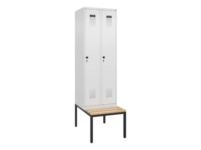locker met bank,voor scheiding van kleding,HxBxD 2120x600x815mm,2vak