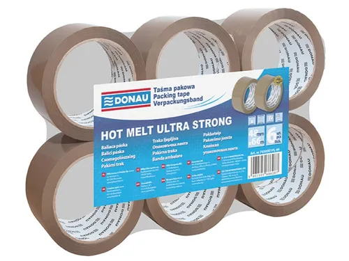 Donau verpakkingstape PP Hot-Melt 48mmx66m 50 micron bruin