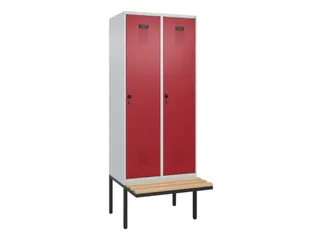 locker met bank,voor scheiding van kleding,HxBxD 2120x800x815mm,2vak - 2