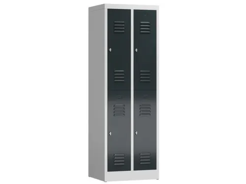 Dubbeldekse garderobekast 1800x590x500mm 2x2vak klink RAL7035 RAL7016