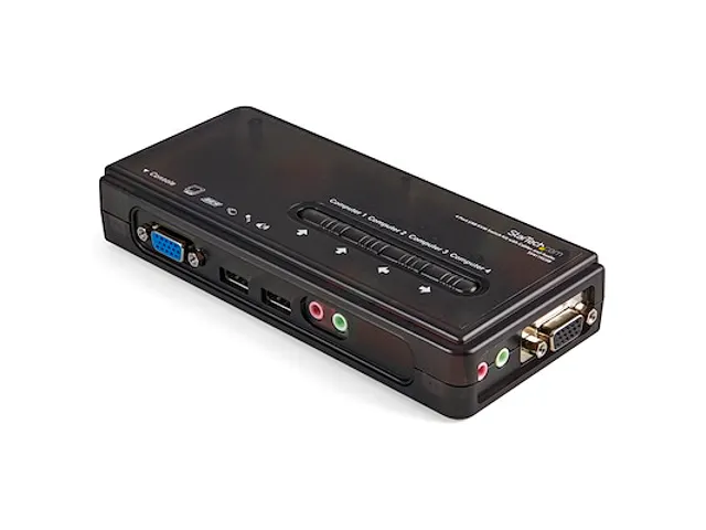 4-poort USB KVM-switch Zwart met Audio en Bekabeling