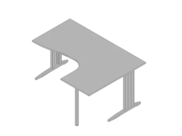 hoekbureau 730x1600x1200mm grijs verdieping rechts C-voet aluminium