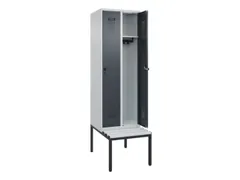 locker met bank,HxBxD 2120x600x815mm,2vak,vak B 300mm,draaigrendel