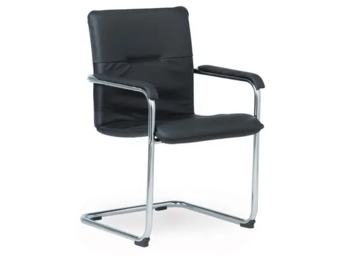 Beklede Stoel Kunstleer Zwart Chroom Ovale Buis Ø30x15mm Armleuningen