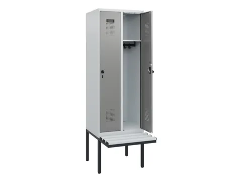 locker met bank,HxBxD 1950x600x815mm,2vak,vak B 300mm,draaigrendel