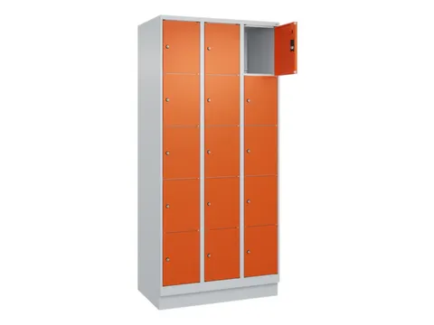 lockerkast,HxBxD 1950x900x500mm,3x5vakken,vak B 300mm,cil.-slot,sokkel