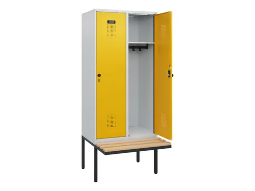 locker met bank,HxBxD 1950x800x815mm,2vak,vak B 400mm,draaigrendel