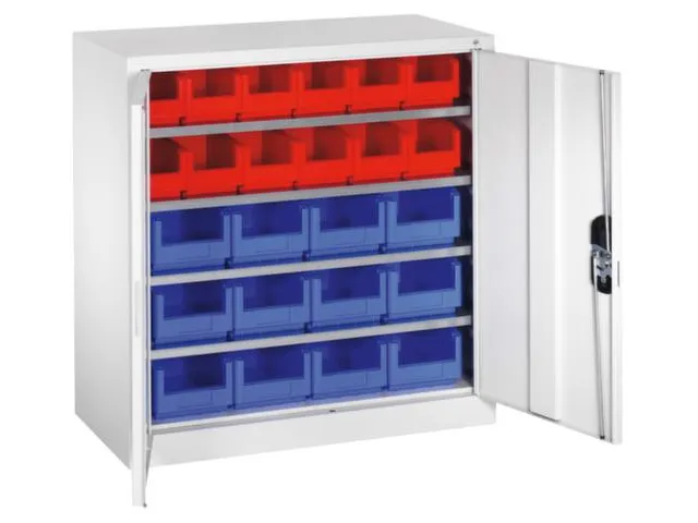 Stellingkast Staalplaat 1000x1000x420mm 4 Legborden 24 Magazijnbakken