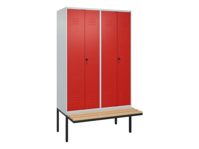 PBM-locker met bank,HxBxD 2120x1200x815mm,4vak,vak B 300mm